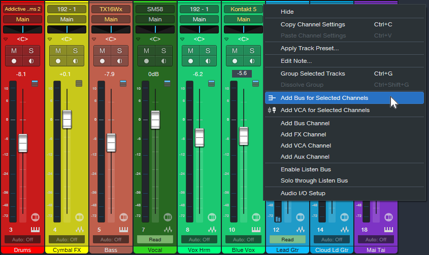 Vocal tracking channel setup